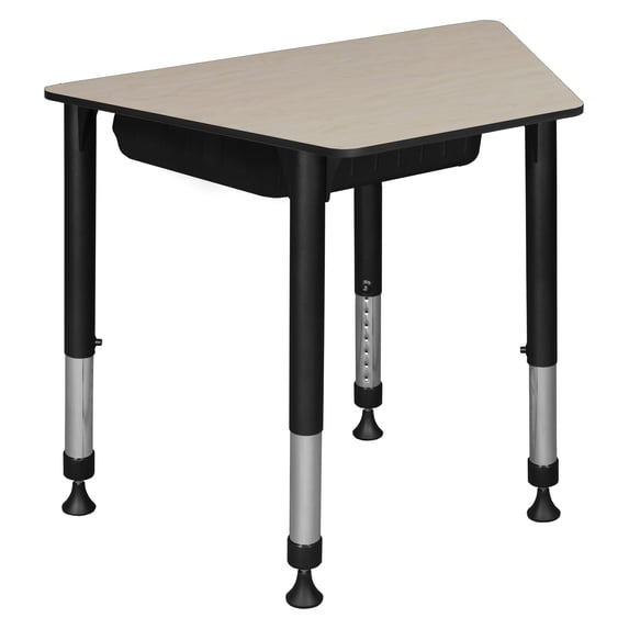 Regency 36 x 23 x 19 in Trapezoid Height Adjustable Kids Learning School Desk with Book Storage- Maple