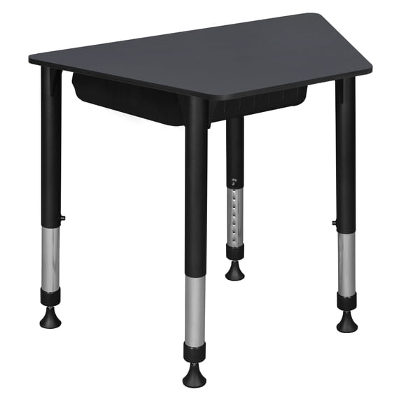 Regency 36 x 23 x 19 in Trapezoid Height Adjustable Kids Learning School Desk with Book Storage- Grey