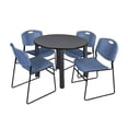 thumbnail image 1 of Regency  42 in. Kee Round Breakroom Table & 4 Zeng Stack Chairs, Grey, Black & Blue, 1 of 1
