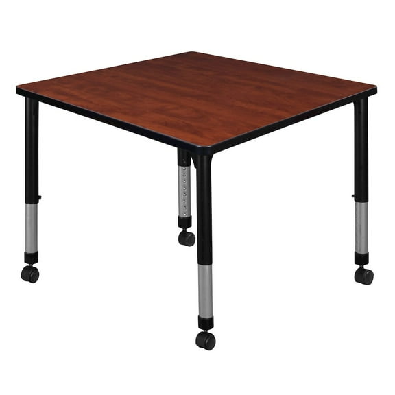 Regency 42 in. Square Height Adjustable Mobile Classroom Activity Table- Cherry