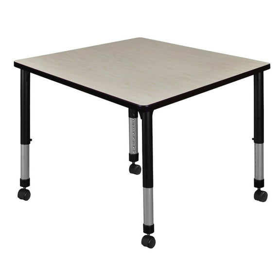 Regency 42 in. Square Height Adjustable Mobile Classroom Activity Table- Maple