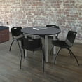 thumbnail image 1 of Regency Kee 48 in Round Breakroom Table- Grey Top, Chrome Legs, 4 M Stack Chairs- Black, 1 of 6