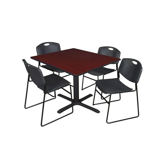 Regency 48-inch Laminate Square Table with 4 Chairs Mahogany & Black (TB4848MH44BK)