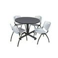 thumbnail image 1 of Kobe 48in. Round Breakroom Table- Grey & 4 'M' Stack Chairs- Grey, 1 of 2