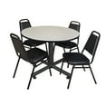thumbnail image 1 of Regency 48 in. Round Breakroom Table- Maple, 4 Restaurant Stack Chairs- Black, 1 of 9