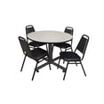 thumbnail image 1 of Regency Kobe 48 in. Round Breakroom Table- Maple, 4 Restaurant Stack Chairs- Black, 1 of 8