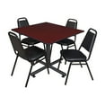 thumbnail image 1 of Regency Kobe 48 x 48 in. Square Breakroom Table- Mahogany, 4 Restaurant Stack Chairs- Black, 1 of 8