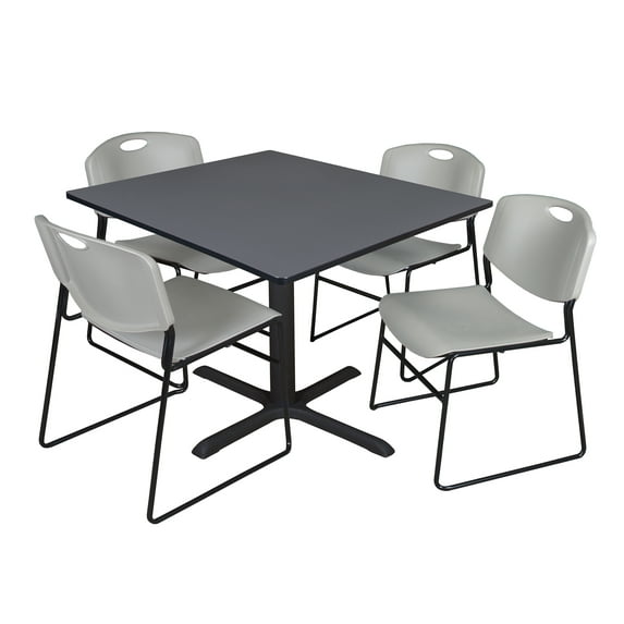 Regency 48-inch Square Laminate Table Cain Base with 4 Chairs Gray (TB4848GY44GY)