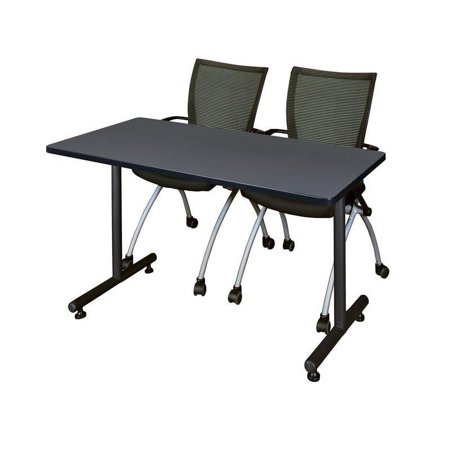 Regency 48" x 24" Kobe Training Table- Grey & 2 Apprentice Chairs- Black