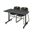 thumbnail image 1 of 48" x 24" Kobe Training Table- Grey & 2 Zeng Stack Chairs- Black, 1 of 6