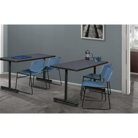Regency 48" x 24" Kobe Training Table- Grey & 2 Zeng Stack Chairs- Blue