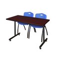 thumbnail image 1 of Regency 48" x 24" Kobe Training Table- Mahogany & 2 'M' Stack Chairs- Blue, 1 of 5
