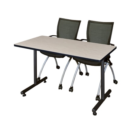 Regency 48" x 24" Kobe Training Table- Maple & 2 Apprentice Chairs- Black