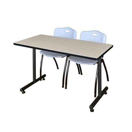 Regency 48" x 24" Kobe Training Table- Maple & 2 'M' Stack Chairs- Grey