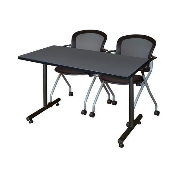 Regency 48" x 30" Kobe Training Table- Grey and 2 Cadence Nesting Chairs
