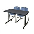 thumbnail image 1 of Regency 48" x 30" Kobe Training Table- Grey and 2 Zeng Stack Chairs- Blue, 1 of 6