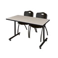 thumbnail image 1 of Regency Kobe 48 x 30 in. T-Base Training Seminar Table- Maple, 2 M Stack Chairs- Black, 1 of 8
