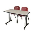thumbnail image 1 of 48" x 30" Kobe Training Table- Maple and 2 "M" Stack Chairs- Burgundy, 1 of 8