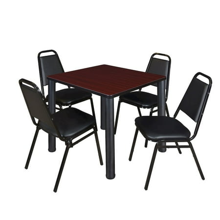 Regency 5-Piece 36" Square Table with Chrome Post Legs with 4 Stackable Chairs