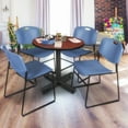 thumbnail image 1 of Regency 5-Piece 42" Square Table with Black Post Legs with 4 Stackable Chairs, 1 of 8