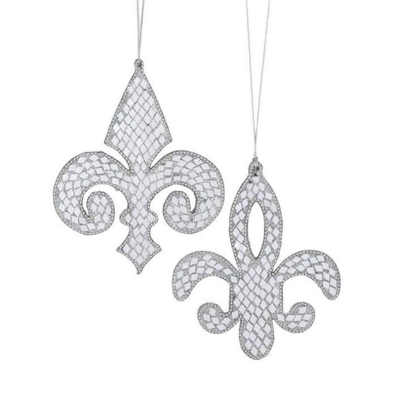 Regency 6 Inch Mirror Jewel Fleur De Lis Ornament (Asst 2)