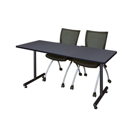 Regency 60" x 24" Kobe Training Table- Grey & 2 Apprentice Chairs- Black