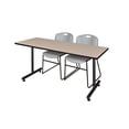 thumbnail image 1 of 60" x 24" Kobe Training Table- Grey & 2 Zeng Stack Chairs- Grey, 1 of 7
