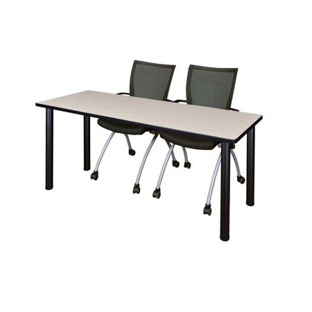 Regency 60" x 24" Training Table- Maple/ Black & 2 Chairs- Black