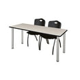 thumbnail image 1 of 60" x 24" Kee Training Table- Maple/ Chrome & 2 'M' Stack Chairs- Black, 1 of 3