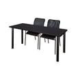 thumbnail image 1 of 60" x 24" Kee Training Table- Mocha Walnut/ Black & 2 Mario Stack Chairs- Black, 1 of 6