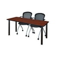 thumbnail image 1 of 60" x 24" Kee Training Table- Cherry/Black and 2 Cadence Nesting Chairs, 1 of 8
