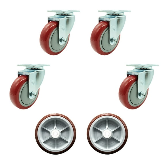 Regency 600UBCKIT6 U-Boat Cart Caster and Wheel Replacement Set - Service Caster