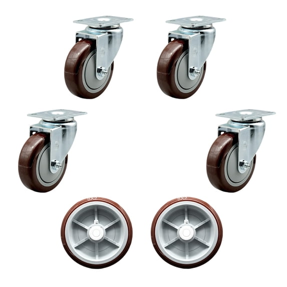 Regency 600UBCKIT6 U-Boat Cart Caster and Wheel Replacement Set - Service Caster