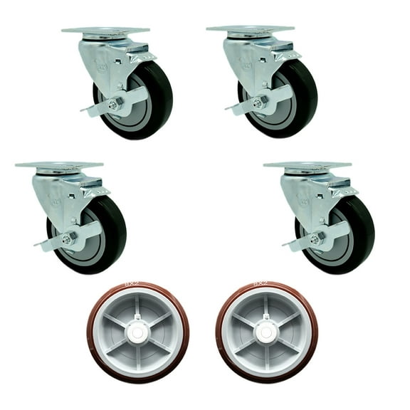 Regency 600UBCKIT6 U-Boat Locking Caster and Wheel Replace Set - Service Caster