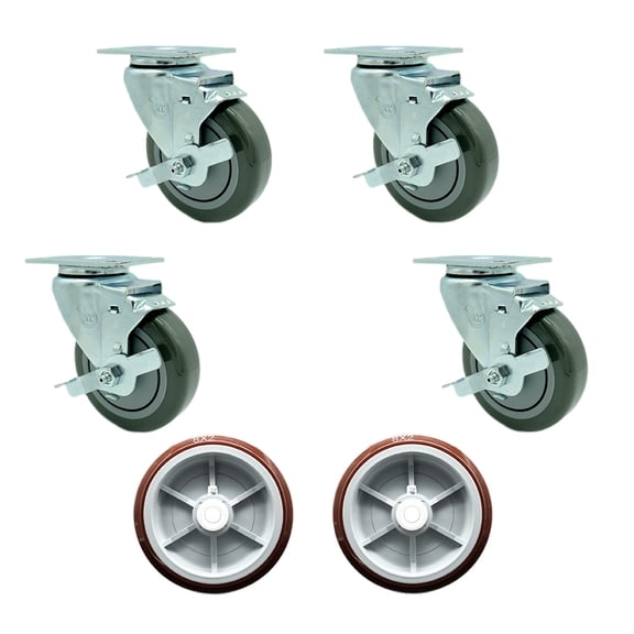 Regency 600UBCKIT6 U-Boat Locking Caster and Wheel Replace Set - Service Caster