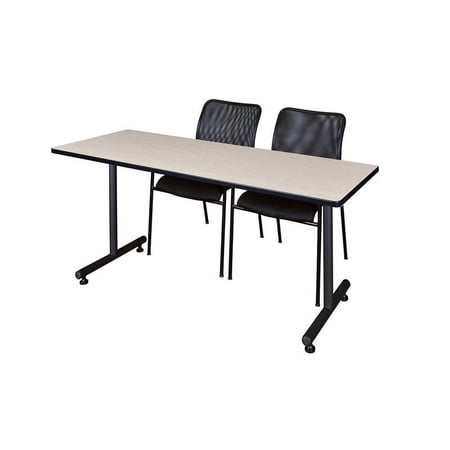 66" x 24" Kobe Training Table- Maple & 2 Mario Stack Chairs- Black