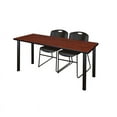 thumbnail image 1 of Regency 66" x 24" Training Table- Cherry/ Black & 2 Stack Chairs- Black, 1 of 6