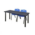thumbnail image 1 of Regency 66" x 24" Training Table- Grey/ Black & 2 Stack Chairs- Blue, 1 of 6