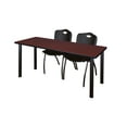thumbnail image 1 of 66" x 24" Kee Training Table- Mahogany/ Black & 2 'M' Stack Chairs- Black, 1 of 7