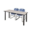 thumbnail image 1 of 66" x 24" Kee Training Table- Maple/ Black & 2 Zeng Stack Chairs- Blue, 1 of 7