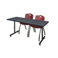 thumbnail image 1 of 66" x 30" Kobe Training Table- Grey and 2 "M" Stack Chairs- Burgundy, 1 of 6