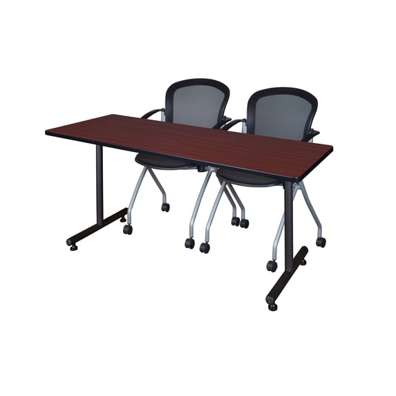 66" x 30" Kobe Training Table- Mahogany and 2 Cadence Nesting Chairs
