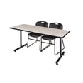 thumbnail image 1 of 66" x 30" Kobe Training Table- Maple and 2 Zeng Stack Chairs- Black, 1 of 8