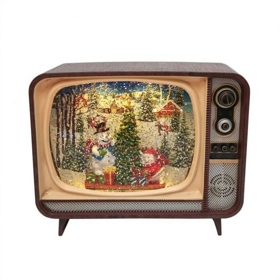 Regency 7" LED Battery Operated Timer Snowman Family TV Water Globe USB