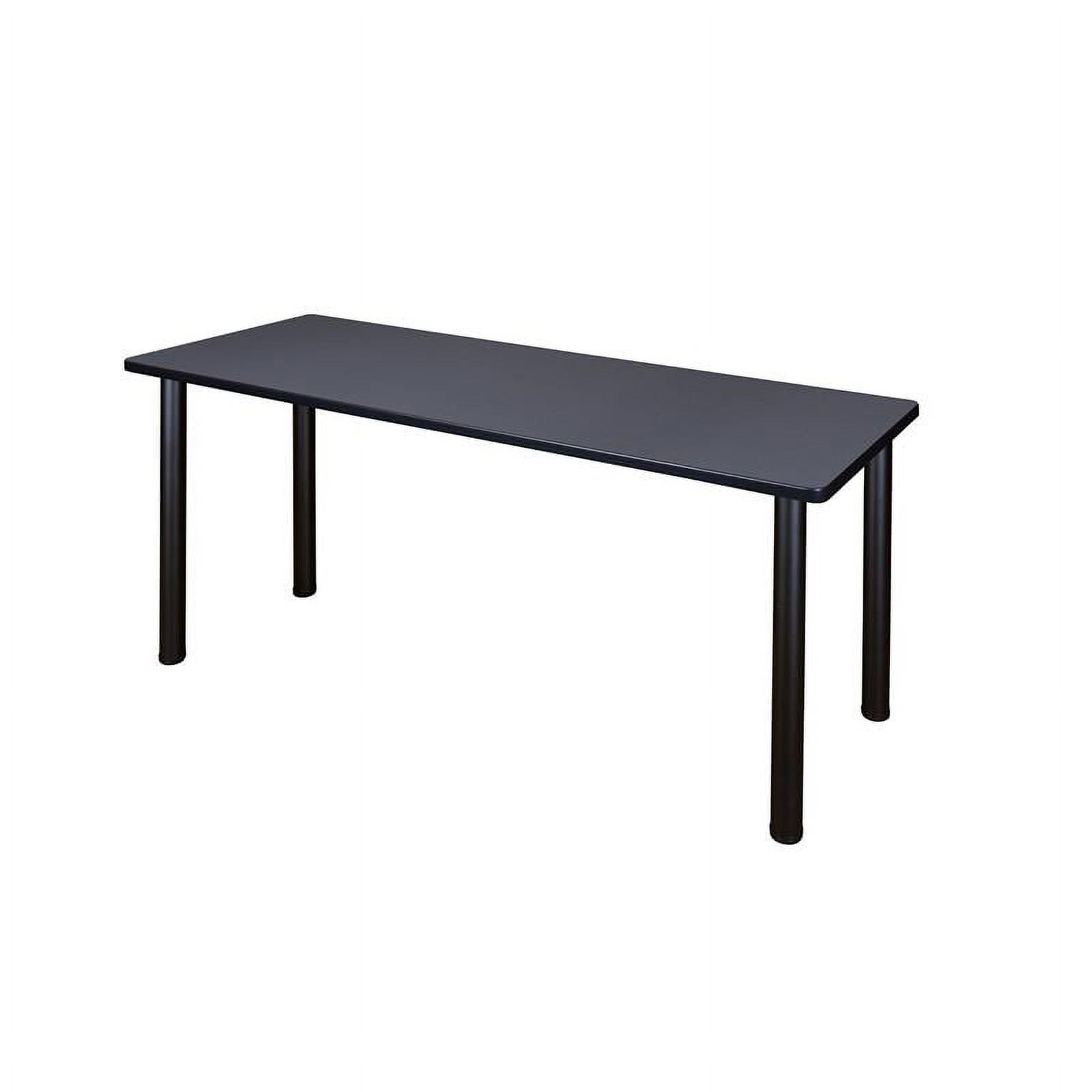 Kee 72" Grey Melamine Training Table with Metal Post Legs