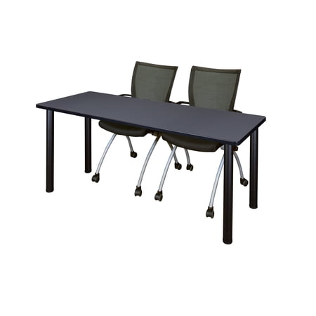 72" x 24" Kee Training Table- Grey/ Black & 2 Apprentice Chairs- Black