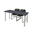thumbnail image 1 of Regency Kee 72" x 24" Training Table, Grey/Chrome and 2 Zeng Stack Chairs, Multiple Colors, 1 of 7
