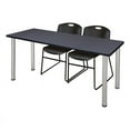thumbnail image 1 of Regency 72" x 24" Kee Table- Grey/ Chrome & 2 Stack Chairs- Black, 1 of 6