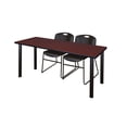 thumbnail image 1 of Regency Kee 72" x 24" Training Table, Mahogany/Black and 2 Zeng Stack Chairs, Multiple Colors, 1 of 6