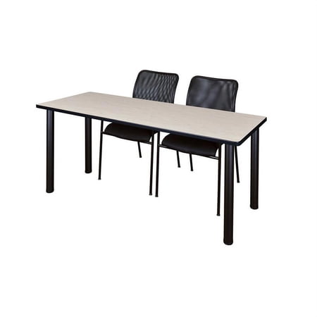 72" x 24" Kee Training Table- Maple/ Black & 2 Mario Stack Chairs- Black